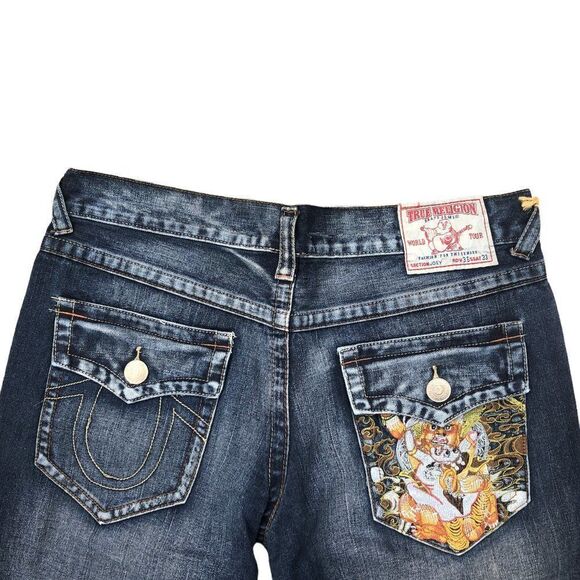 Brand New Vintage True Religion Embroidered Jeans Size 36 JOEY Blue - Picture 3 of 15